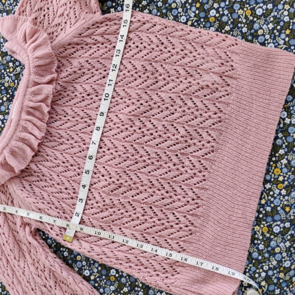 Open Knit With Ruffle Collar Sweater - Picture 7 of 9